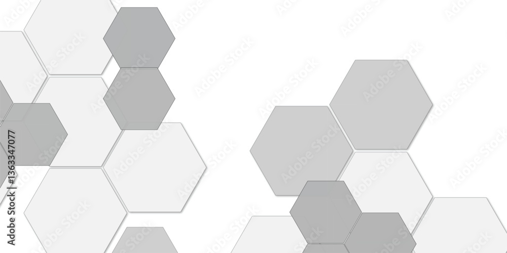 Aufkleber abstract technology white and grey geometric hexagon shape on transparent background vector.