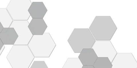 Abstract technology white and grey geometric hexagon shape on transparent background vector.