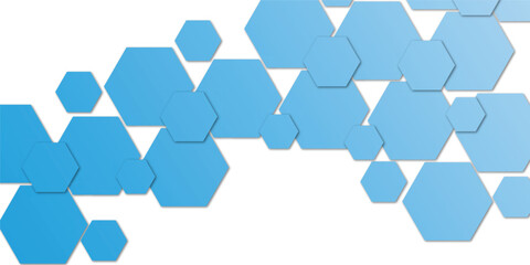 Abstract geometric technology embossed light sky color hexagon on transparent honeycomb vector illustration background.
