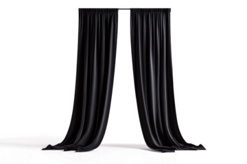 a black curtain with a white background cutout and isolated on transparent background 