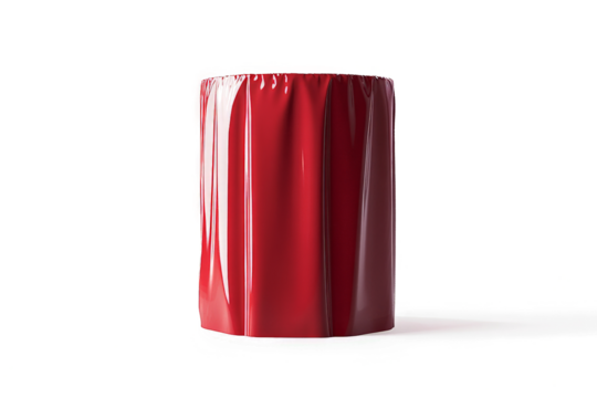 a red vase sitting on top of a white surface cutout and isolated on transparent background 
