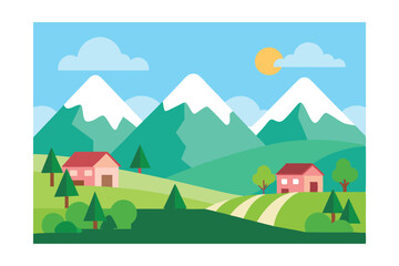 landscape with mountains and blue sky