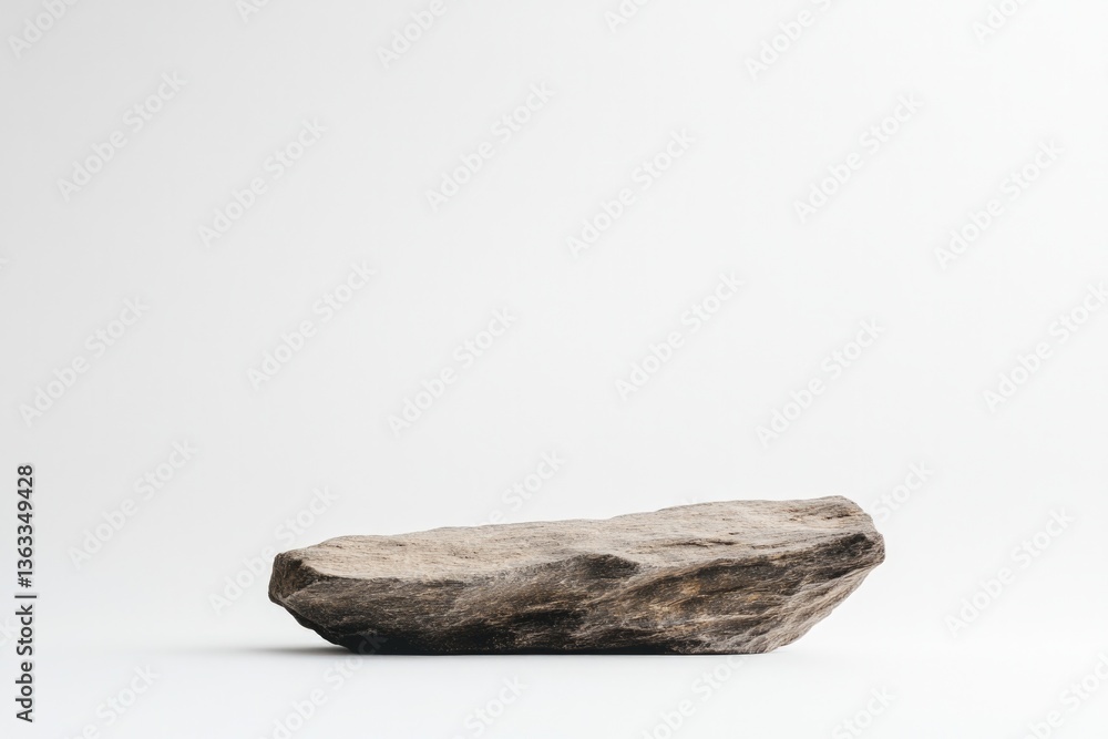 Poster capture minimalistic composition of single desert cactus on clean white background with expansive co
