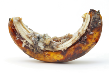 a banana with a bite on it cutout and isolated on transparent background 