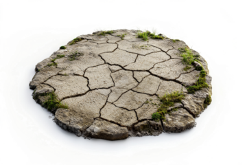 a small rock with some grass growing on it cutout and isolated on transparent background 