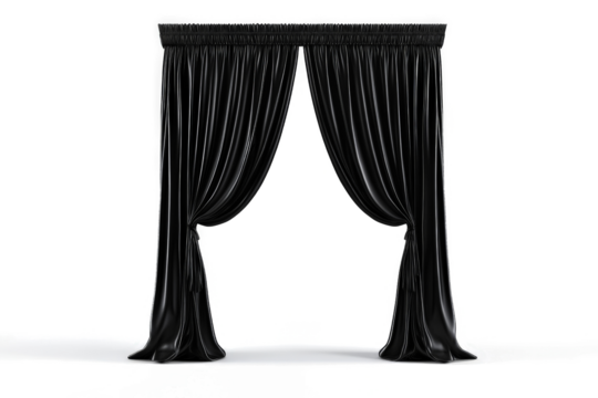 black velvet curtains cutout and isolated on transparent background 