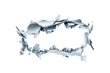 a broken glass with a hole in the middle cutout and isolated on transparent background 