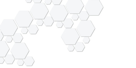 Abstract geometric technology embossed white hexagon on transparent honeycomb vector illustration background.