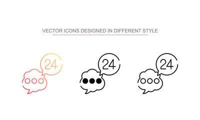 24 Hour Chat icon design with white background stock illustration