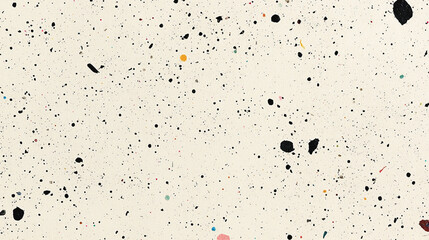 Fototapeta premium A textured surface with a beige background, featuring various black and colored speckles scattered throughout, creating a lively, abstract appearance.