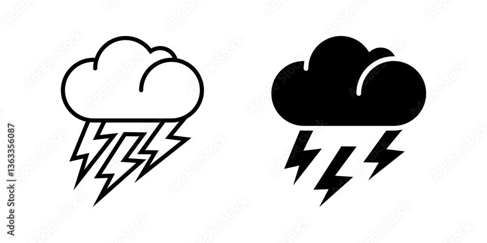 Poster thunderstorm icon set. for mobile concept and web design on white background