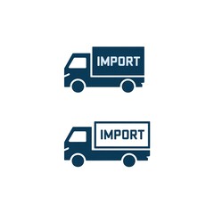 Stylized graphic representation of a delivery truck labeled 'IMPORT'