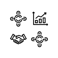 Set of Iconic Business Symbols Representing Collaboration and Growth