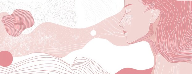 Fototapeta premium abstract female figure with soft curves on a pink and white background