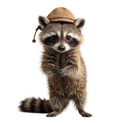 Obraz premium Adorable baby raccoon in a detective hat appearing curious and focused ready to solve a mystery Clever and charming image