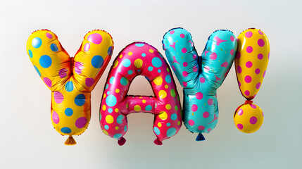Colorful 'Yay!' Balloon Graphic: Celebratory Design for Joyful Occasions and Festive Moments