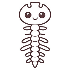 Cute Cartoon Vertebra with Smiling Face on Transparent BG