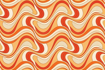 Fototapeta premium Retro sunset waves in warm orange and red tones creating a mesmerizing, groovy 70s vibe.