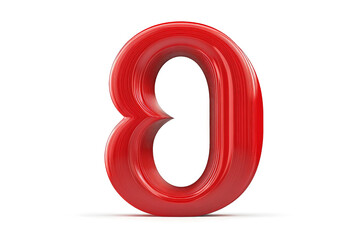 a red 3d number 8 on a white background cutout and isolated on transparent background 
