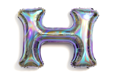 foil letter h balloon cutout and isolated on transparent background 