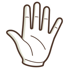 Simple Cartoon Hand Gesture with Transparent Background and Brown Outline Design
