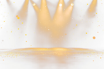 Golden stage spotlight with glitter.