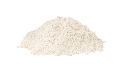 Pile of brown rice flour isolated on white