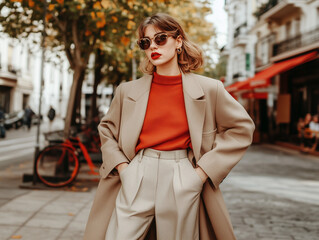 Obraz premium Stylish person wearing sunglasses and a long coat