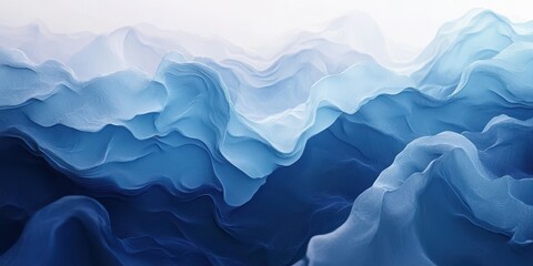Obraz premium Layers of blue textures create a wave-like effect in an abstract representation of natural forms
