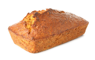 One tasty carrot cake isolated on white