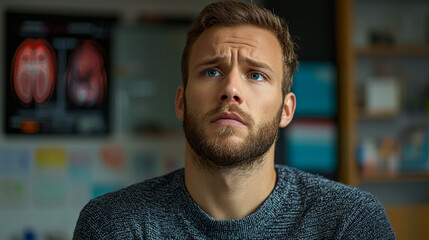 Obraz premium Worried man in medical office
