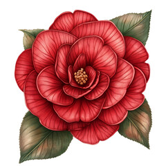Obraz premium Stunning Red Camellia Flower Illustration