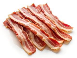 bacon strips sliced ham isolated on white