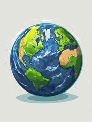 Fototapeta premium Earth in Isometric View with Green and Blue Colors