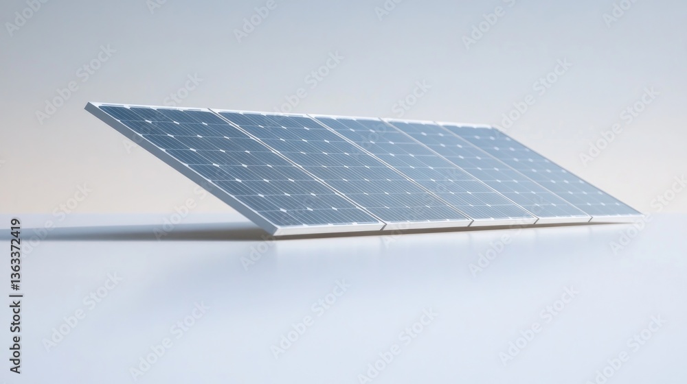 Poster sleek solar panel isolated on crisp white background with ample copy space showcasing its smooth ref