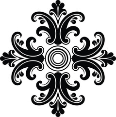  Black Floral Vector, Elegant Vintage Flourish Design on white background, perfect for luxury décor, wedding invitations, textiles, or ornate logo elements