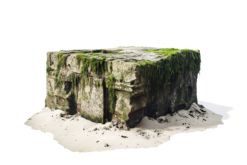 a small tree stump with moss growing on it cutout and isolated on transparent background 