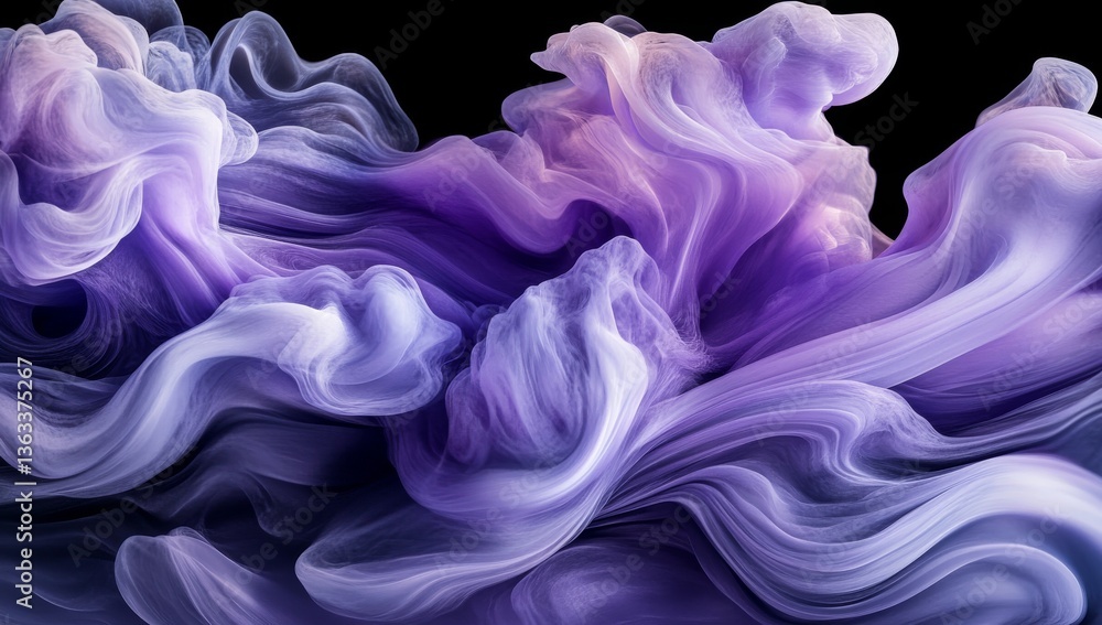 Aufkleber a black background serves as the setting for swirling abstract patterns of purple and lavender ink i