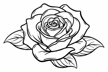 coloring page line art the rose black vector