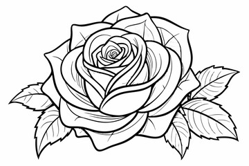 coloring page line art the rose black vector