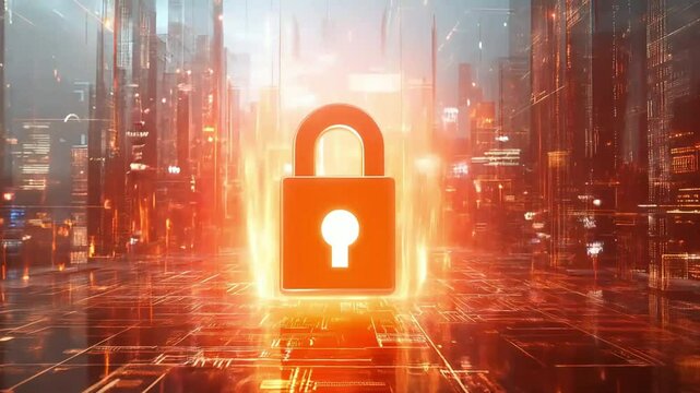 futuristic digital orange keyhole symbolizing quantum encryption and cybersecurity. The glowing circuit board background represents advanced data protection and secure networks. advanced cryptography