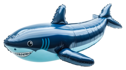 Playful inflatable shark poolside fun toy summer outdoor joy isolated on transparent background
