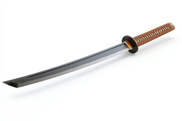 Studio Shot of Katana Sword with Brown Hilt for Martial Arts