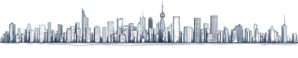  Simple Single-Line Drawing of City Skyline in Vector Style 