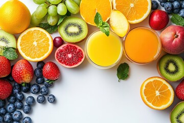 Fresh fruit medley showcases vibrant colors and refreshing juices on a bright afternoon table setting