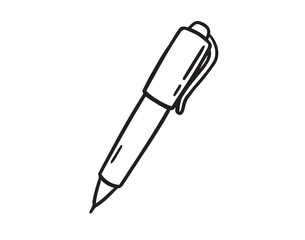 pen icon doodle hand drawn. Outline drawing pen line clipart symbol