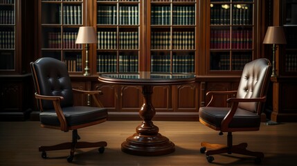 A photo of a legal consultation room with chairs
