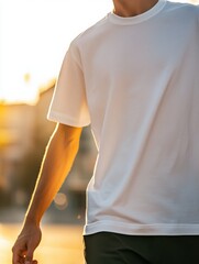 Modern, cutting-edge casual wear featuring a stylish, unisex tee for grown-up men.