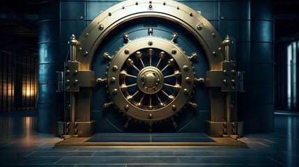 A photo of a bank vault door symbolizing security