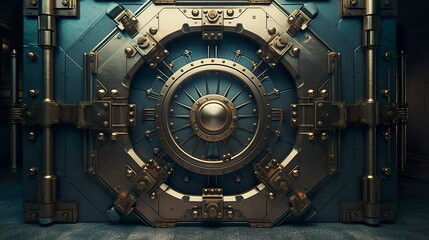A photo of a bank vault door symbolizing security